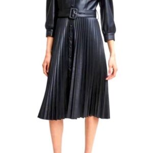 Tahari Black leather Midi Dress